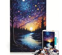 Puzzle per adulti da 1000 pezzi "Stelle danzanti nella notte", gioco impossibile, migliora la memoria, con pezzi a incastro di forma casuale 38x26cm