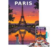 Puzzle per adulti da 1000 pezzi stile anime vintage con skyline di Parigi e Torre Eiffel Puzzle da 1000 pezzi antistress sfida impegnativa regalo di Natale o compleanno (38x26cm)