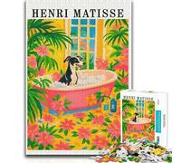 Puzzle per adulti da 1000 pezzi, stile Henri Matisse, cane nella vasca da bagno, gioco educativo per famiglie, analisi e logica, giocattoli antistress, 50x75cm (1000 pezzi)