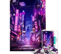 Puzzle per adulti da 1000 pezzi stile neon cyberpunk giapponese Gioco interattivo per adulti decorazione perfetta compleanno e Natale (dimensioni 50x75cm)