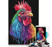 Puzzle per adulti da 1000 pezzi stile Pop Art arcobaleno gallo rosso del Rhode Island Giochi rilassanti attività divertenti da fare a casa con poster e foglio di curiosità abbinati 38x26cm