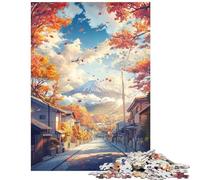 Puzzle per adulti da 1000 pezzi strada autunnale con Monte Fuji Puzzle per adulti gioco di velocità manuale Ogni pezzo è unico Giocattolo educativo (38x52cm/1000 pezzi)