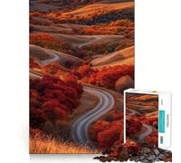 Puzzle per adulti da 1000 pezzi,Strada autunnale tra le colline,Incastro perfetto,Arte,Gioco intelligente,Regalo,Gioco lento,Regalo di Natale (50x75cm)