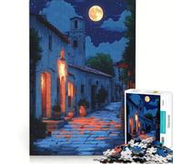 Puzzle per adulti da 1000 pezzi strada di un villaggio illuminato dalla luna gioco educativo per divertimento in famiglia collezione d'artista belle arti 38x52cm