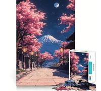 Puzzle per adulti da 1000 pezzi,strada in fiore di ciliegio di notte,paesaggio giapponese,disegno finemente intagliato,gioco stimolante per la mente,gioco di tranquillità,regalo per il tempo libero