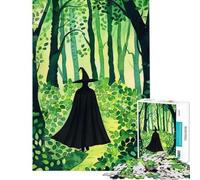 Puzzle per adulti da 1000 pezzi Strega nel bosco dipinto ad acquerello gioco pratico per adulti taglio di precisione regalo di compleanno e unico (dimensioni 50x75cm)