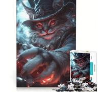 Puzzle per adulti da 1000 pezzi: Stregone felino dagli occhi rossi, gioco divertente, rilassante e stimolante per la mente, ideale come regalo di Natale 38x26cm