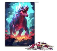 Puzzle per adulti da 1000 pezzi sui dinosauri dell'era giurassica divertente per tutta la famiglia con poster abbinato e foglio di quiz 75x50 cm.