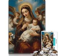 Puzzle per adulti da 1000 pezzi sulla Vergine Maria per ammazzare il tempo in vacanza con poster abbinato e foglio di quiz 75x50cm