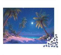 Puzzle Per Adulti Da 1000 Pezzi Summer Night Beach, Cartoncino Premium, A Peaceful Summer Beach Under A Moonlit Sky Attività Cognitiva Per La Casa, Regalo, 38x26cm/1000pcs