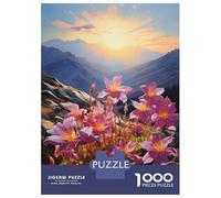 Puzzle Per Adulti Da 1000 Pezzi Sunset Mountain Flowers Puzzle Giochi Rilassanti Decorazione Murale Difficile E Stimolante 70x50cm/1000pcs