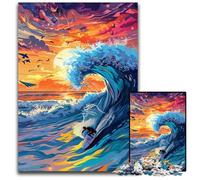 Puzzle per adulti da 1000 pezzi "Surfista sul mare", puzzle impossibili per adulti, rompicapo impegnativo per adolescenti, divertente serata di giochi in famiglia, 50x75CM/19,68x29,52 pollici.