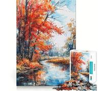 Puzzle per adulti da 1000 pezzi,"Sussurri del fiume autunnale",gioco a incastro preciso,stimolante per la mente,gioco gratuito,scena natalizia (38x52cm)
