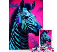 Puzzle per adulti da 1000 pezzi Synthwave Zebra giocattolo educativo regalo di compleanno gioco impossibile migliorare l'amore tra coppie dimensioni 38x26cm