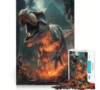 Puzzle per adulti da 1000 pezzi "T-Rex nella giungla in preda alla furia" - Taglio preciso - Gioco divertente che stimola la mente e il tempo libero - Attività per compleanno (38x52cm)