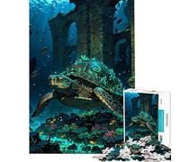 Puzzle per adulti da 1000 pezzi tartaruga sottomarina con rovine puzzle per ragazzi gioco per famiglie taglio di precisione impegnativo da completare (dimensioni 50x75cm)