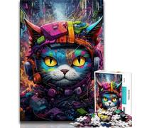 Puzzle per adulti da 1000 pezzi Techno Cat, puzzle per adulti, giochi divertenti per famiglie, ideali come regalo per tutta la famiglia (dimensioni 38x26cm)