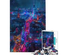Puzzle per adulti da 1000 pezzi tema Berlino futuristica neon cyberpunk luci notturne Puzzle antistress per adulti migliora la memoria ideale come regalo (dimensioni 50x75cm)