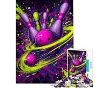 Puzzle per adulti da 1000 pezzi tema bowling arte al neon gioco rilassante per adulti antistress ideale come regalo per tutta la famiglia (dimensioni 38x52cm)