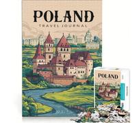 Puzzle per adulti da 1000 pezzi, tema diario di viaggio in Polonia, gioco educativo da assemblare, regalo di Babbo Natale segreto, 38x26cm