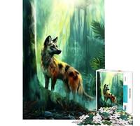 Puzzle per adulti da 1000 pezzi tema fantasy "Cane selvaggio nella giungla" giocattoli educativi gioco di velocità manuale regali per donne e uomini (dimensioni 50x75cm)