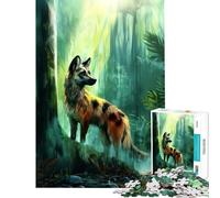 Puzzle per adulti da 1000 pezzi tema fantasy "Cane selvaggio nella giungla" giocattoli educativi gioco di velocità manuale regali per donne e uomini (dimensioni 38x52cm)