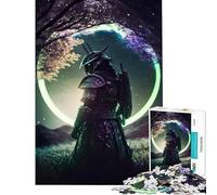 Puzzle per adulti da 1000 pezzi tema fantasy "Samurai al chiaro di luna" gioco intellettuale educativo divertente e spiritoso regalo per compleanni (dimensioni 38x26cm)