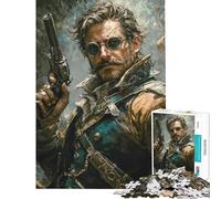 Puzzle per adulti da 1000 pezzi tema Far West pistolero Puzzle per adulti gioco per famiglie un'opera d'arte un regalo perfetto per gli amanti del gioco (dimensioni 50x75cm)
