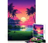 Puzzle per adulti da 1000 pezzi,tema Hawaii Resort,pixel art,bordi netti,gioco per esercitare la mente,divertimento a ritmo lento,regalo di compleanno/hobby (38x26cm)