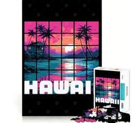 Puzzle per adulti da 1000 pezzi,tema Hawaii Synthwave,con bordi affilati,gioco di abilità mentale,divertente e rilassante,ideale come regalo di Natale (38x26cm)