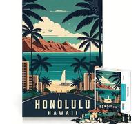 Puzzle per adulti da 1000 pezzi,tema Honolulu,Hawaii,viaggio,facile da assemblare,divertente,per risolvere problemi,gioco casual,compleanno,arte e gioco (38x52cm)