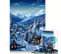 Puzzle per adulti da 1000 pezzi,tema invernale nordico,pixel art,gioco di precisione,sfida mentale,regalo di compleanno (38x26cm)