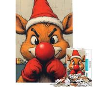 Puzzle per adulti da 1000 pezzi tema natalizio e festivo di Rudolph gioco interattivo un'opera d'arte compleanno e Natale (dimensioni 38x52cm)