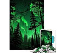 Puzzle per adulti da 1000 pezzi tema Notti nella foresta verde giocattolo decorativo da parete compleanno e Natale (dimensioni 38x26cm)