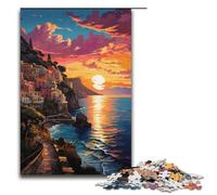 Puzzle per adulti da 1000 pezzi tema: psichedelia colorata sulla Costiera Amalfitana decorazione per la casa giocattoli idee regalo per tutta la famiglia 1000 pezzi (38x26 cm).