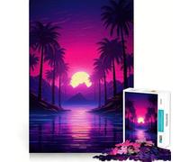 Puzzle per adulti da 1000 pezzi, tema "Sogni tropicali al neon", con tagli precisi, gioco cognitivo, rilassante e decorativo natalizio da parete (38x52cm)