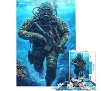 Puzzle per adulti da 1000 pezzi tema sommozzatore delle forze speciali gioco pratico per adulti taglio di precisione regalo di compleanno e unico (dimensioni 38x52cm)