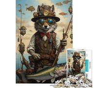 Puzzle per adulti da 1000 pezzi tema Steampunk Lupo Pesca Gioco Impossibile Gioco Educativo Sfida Giocattolo Regalo Compleanno Migliora la Memoria (Dimensioni 38x52cm)