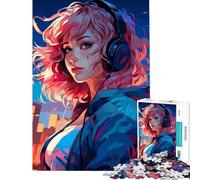 Puzzle per adulti da 1000 pezzi tema Synthwave Cyber Anime Girl gioco interattivo gioco intellettuale regalo per donne e uomini antistress (dimensioni 38x26cm)