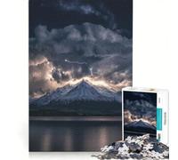 Puzzle per adulti da 1000 pezzi tempesta di fulmini sulla montagna gioco interattivo attività per famiglie lista dei desideri con Babbo Natale 50x75cm