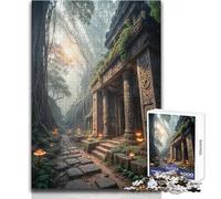 Puzzle per adulti da 1000 pezzi, Tempio antico nella foresta nebbiosa, Bellissimo design, analisi del gioco e logica, regali di Babbo Natale segreto, dimensioni 50x75cm