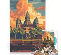 Puzzle per adulti da 1000 pezzi: Tempio di Angkor Wat al tramonto, gioco divertente, rilassante per la mente, per rafforzare l'amore di coppia 38x52cm