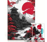 Puzzle per adulti da 1000 pezzi, Tempio giapponese al tramonto, Gioco rilassante, Interazione genitore-figlio, Collezione d'artista, Belle arti 38x52cm