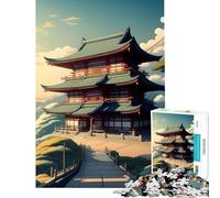 Puzzle per adulti da 1000 pezzi Tempio sulla collina gioco educativo giocattolo didattico regalo di Babbo Natale segreto migliora la memoria (dimensioni 38x52cm)