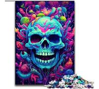 Puzzle per adulti da 1000 pezzi, teschi colorati in legno, perfetto per decorare la casa o l'ufficio, regalo di Natale ideale, 50x75cm, gioco interattivo per famiglie
