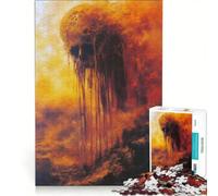Puzzle per adulti da 1000 pezzi "Teschio che si scioglie nel fuoco" gioco pratico impegnativo da completare collezione d'artista belle arti 50x75cm