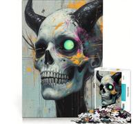 Puzzle per adulti da 1000 pezzi teschio cornuto con occhio luminoso gioco rompicapo divertente antistress regalo stimolante 50x75cm