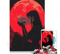 Puzzle per adulti da 1000 pezzi Teschio e Luna Rossa che si baciano giochi educativi attività per famiglie regalo di compleanno regalo di viaggio 38x52cm