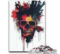Puzzle per adulti da 1000 pezzi, teschio in stile Basquiat, per bambini dai 14 anni in su, interessanti regali per ridurre lo stress per amici e familiari, 26x38cm