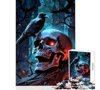 Puzzle per adulti da 1000 pezzi teschio misterioso e corvo decorazione da parete regalo di Babbo Natale segreto gioco educativo aiuta a esercitare il cervello dimensioni 50x75cm